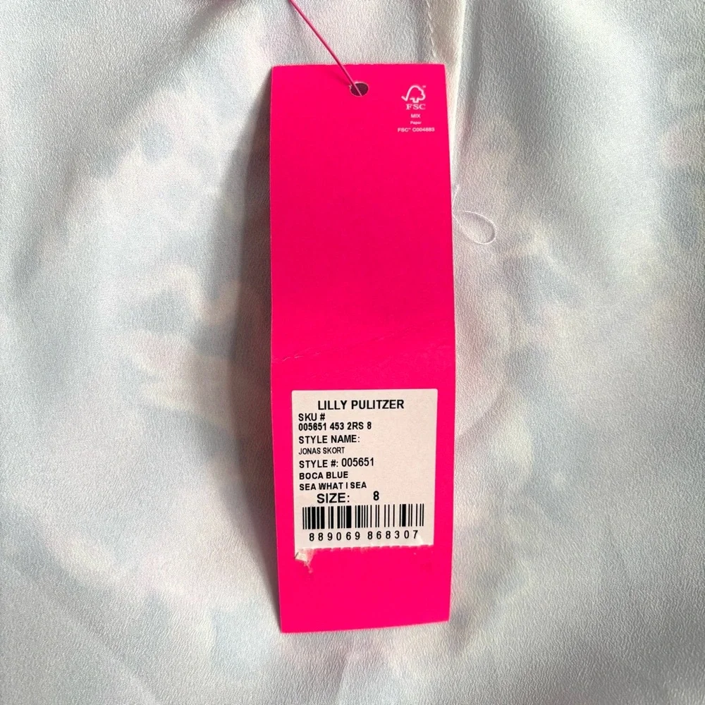 Lilly Pulitzer Jonas Skort Skirt Boca Blue Sea What I Sea Size 8